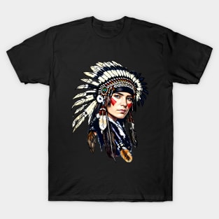 native american  line art desing T-Shirt